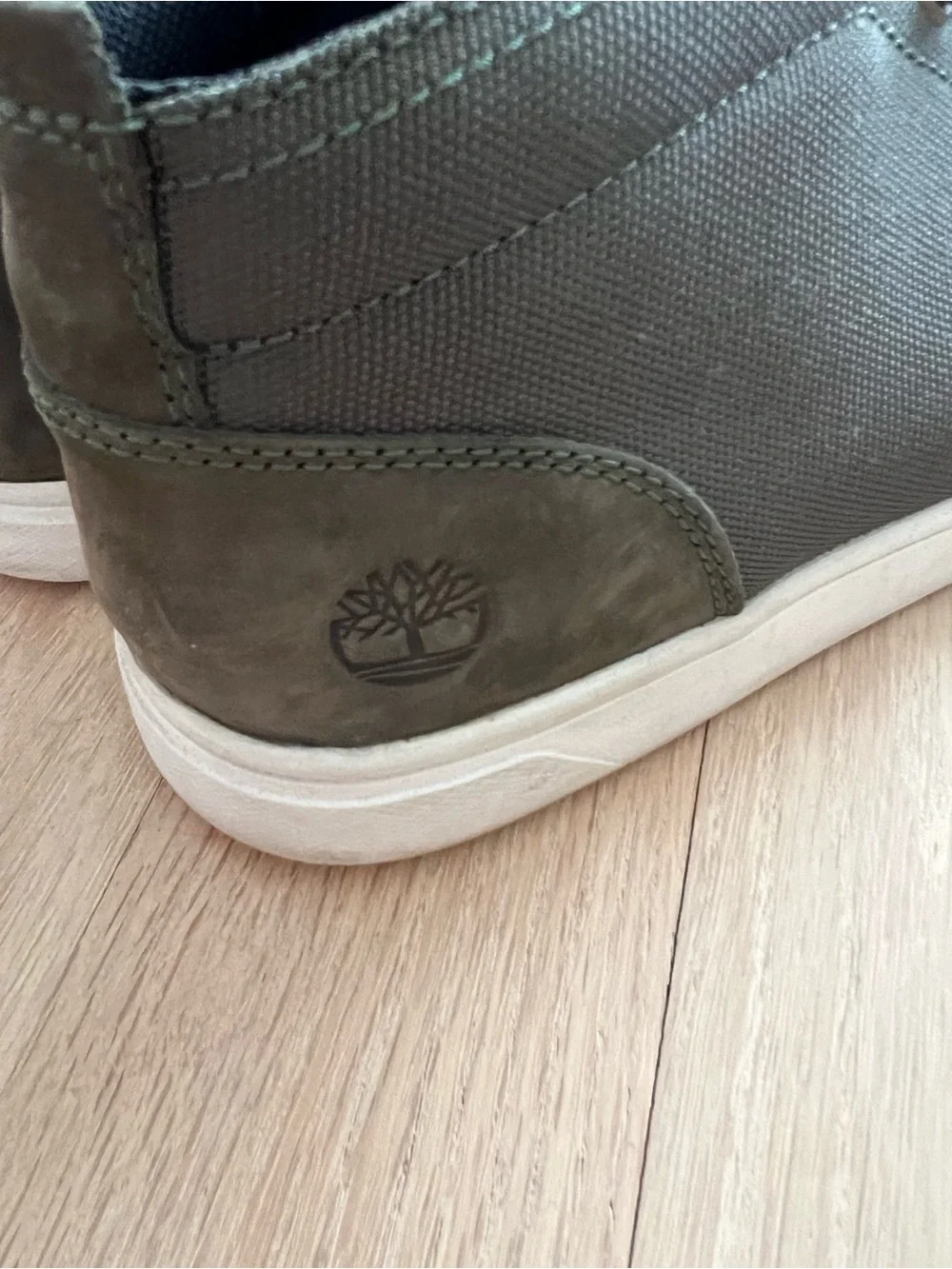 Timberland Olive Green Chukka Boots with White Soles